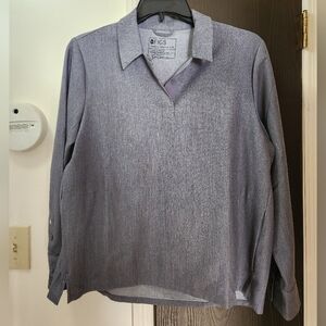 FIGS Nala Long Sleeve Scrub Top In Gray Grey